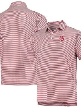 Columbia Men's Golf Oklahoma Crimson & White Striped Polo Shirt with OU logo